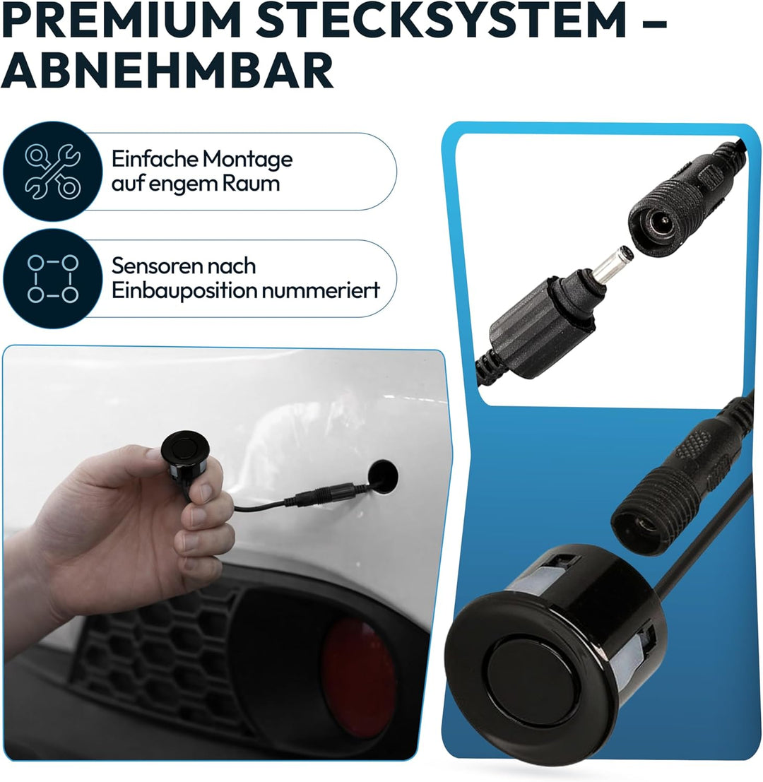 VSG24 Premium Einparkhilfe hinten mit Display zum nachrüsten am Auto, PDC Parksensoren hinten mit St