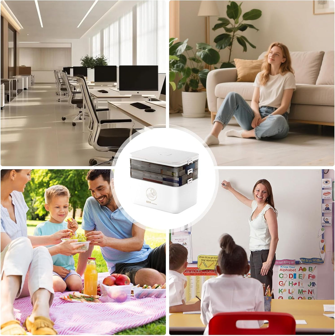 3 Stöckige Medikamentenbox Gross: 30×16.5×24 cm PP Kunststoff Medikamenten Aufbewahrung, DREI-Schich