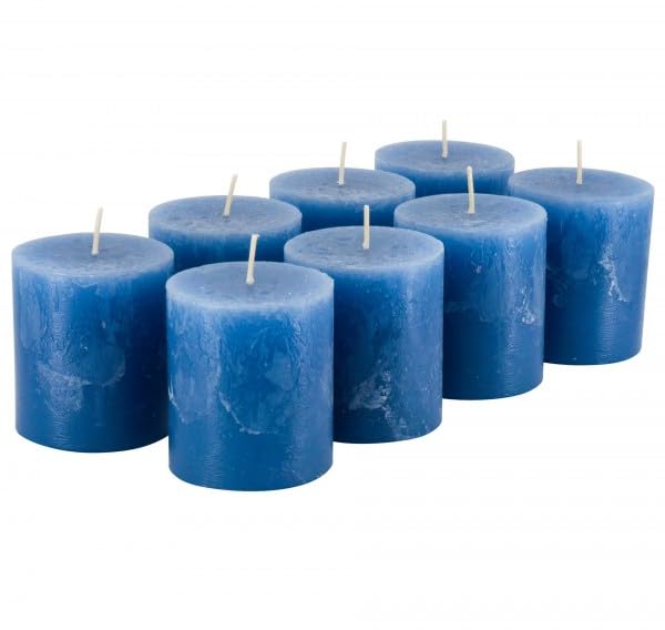 Rustikale Stumpenkerzen – 8 Stück - Wachskerzen/Rustickerzen/Adventskerzen Weihnachten (Saphir Blau,