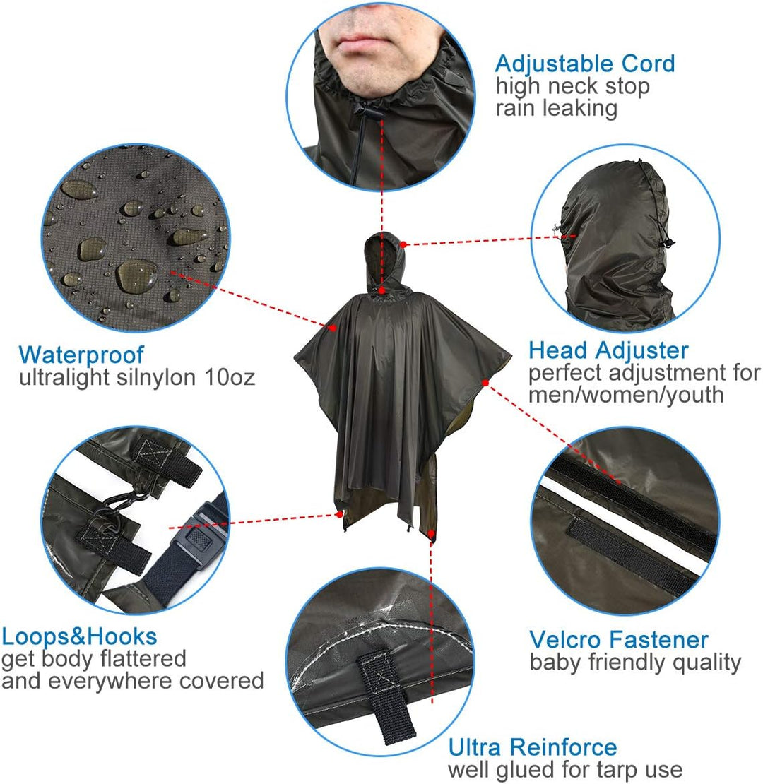 onewind Rucksack Regen Poncho Ultraleichte Kapuze Regenmantel S Dunkelgrau-226cm*142cm, S Dunkelgrau
