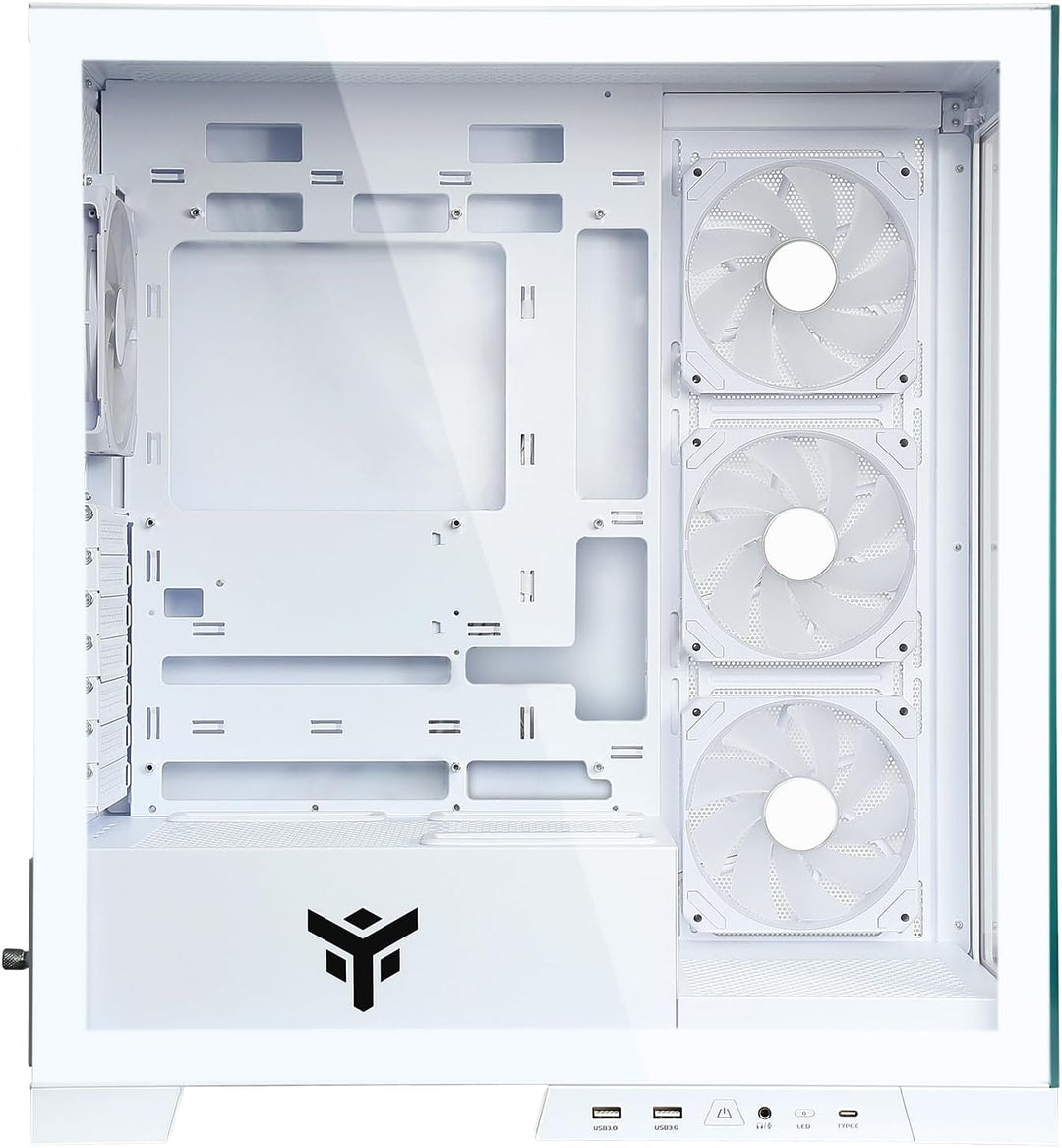 Itek Gehäuse SHOWBUI 45W – Gaming-Tower, ATX, 4 x 12 cm ARGB-Lüfter, 2 x USB3, Typ C, Seite und Vord