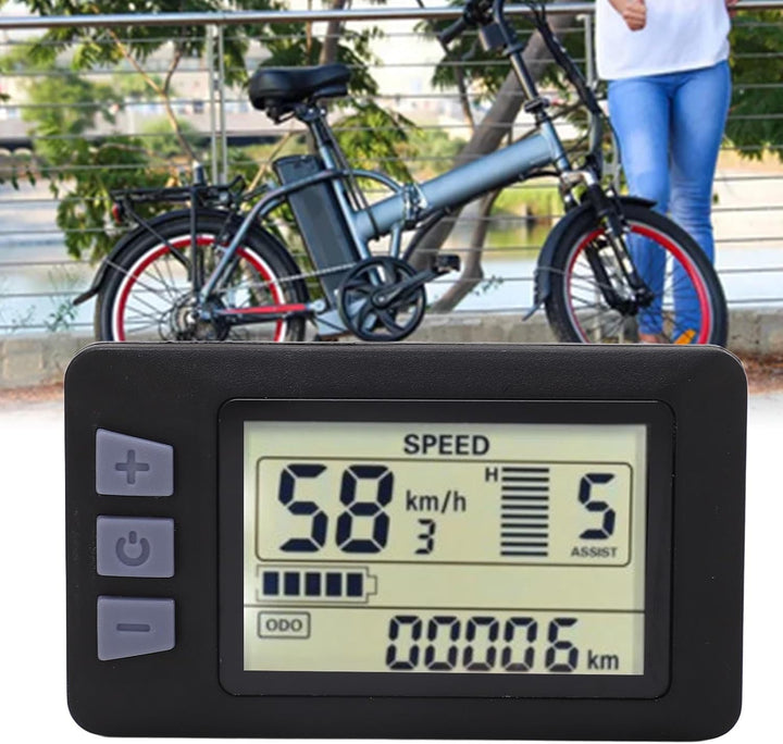 P3H Elektrofahrrad-LCD-Anzeigefeld, LCD-Display mit Wasserdichtem 6-Pin-Kabel, Kompatibel mit 24 V,