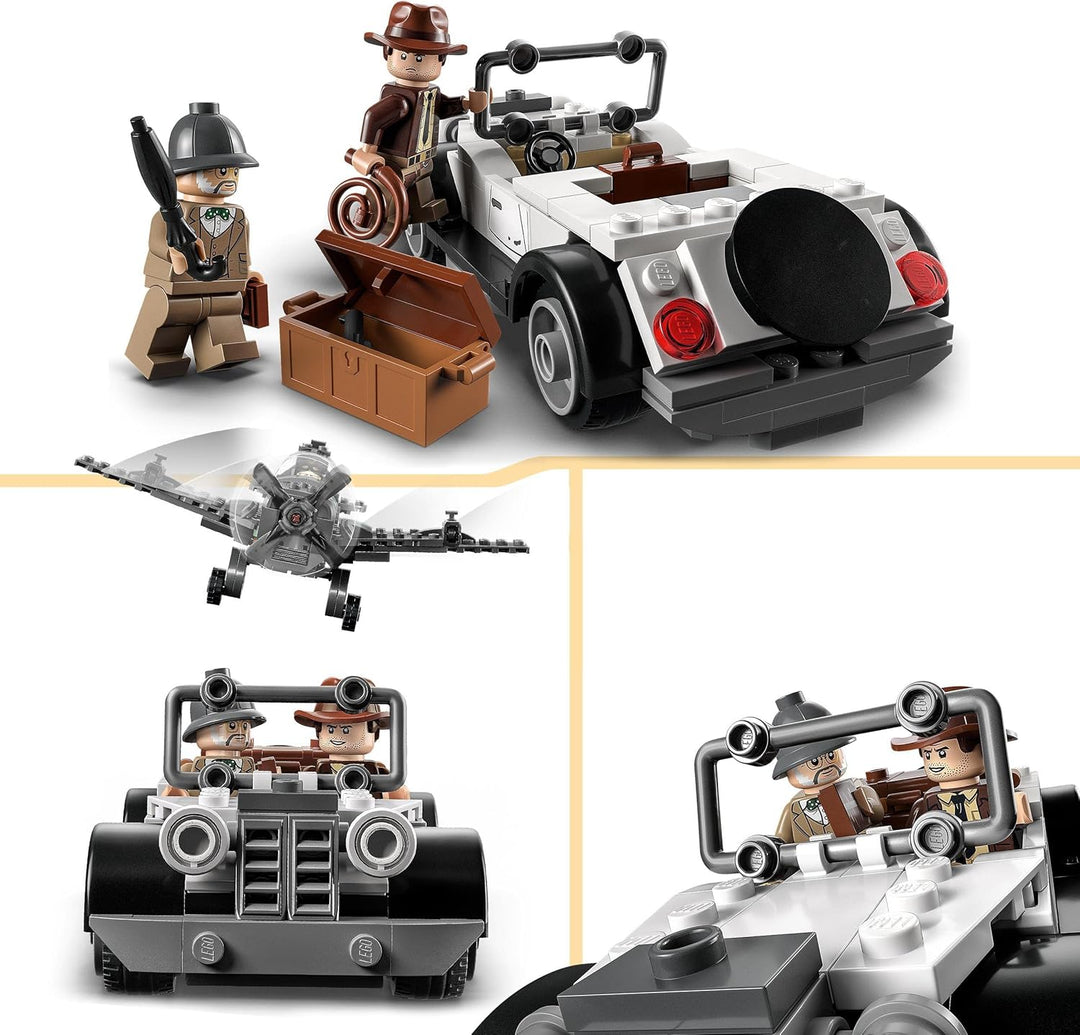 LEGO 77012 Indiana Jones Flucht vor dem Jagdflugzeug Action-Set mit baubarem Flugzeug-Modell und Old