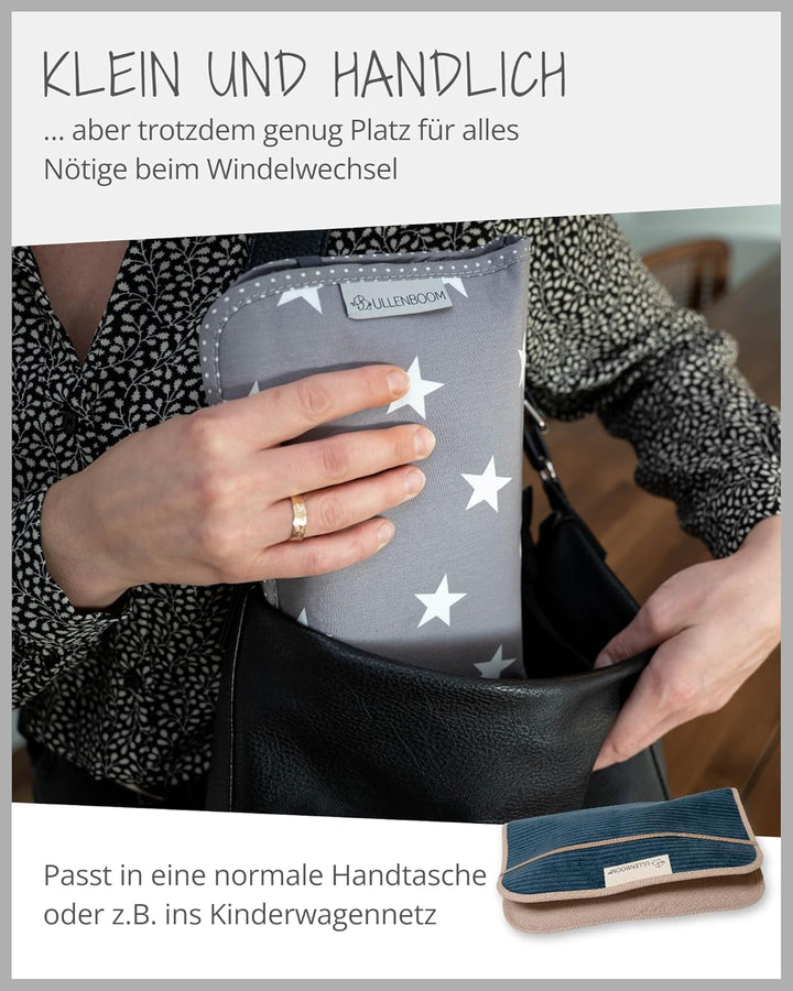 ULLENBOOM Windeltasche für unterwegs, Cord Petrol, Made in EU - Wickeltasche für bis zu 3 Windeln, F