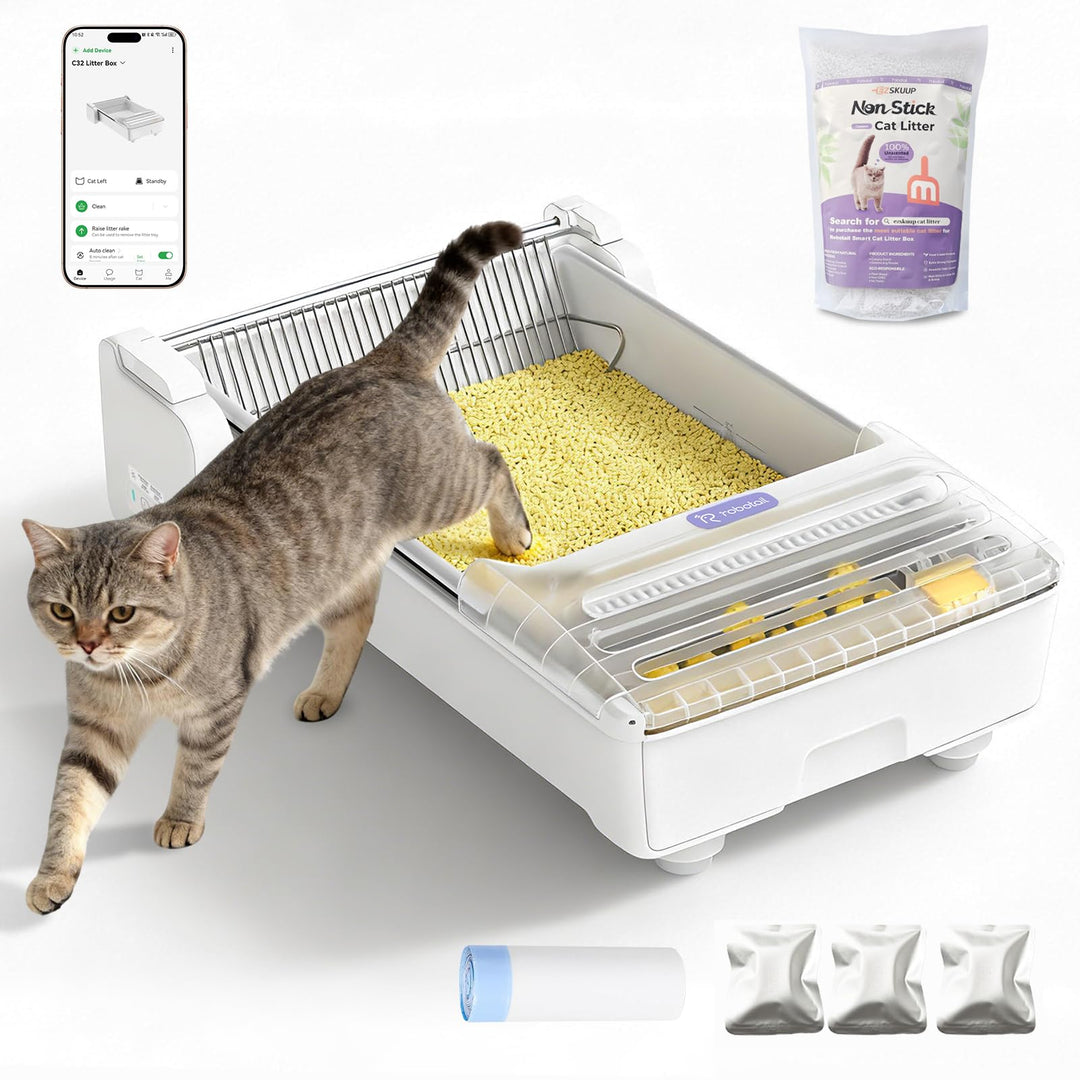 Selbstreinigende Katzentoilette Katzenklo Selbstreinigend Offen, Extra Grosse Platz Automatisches El