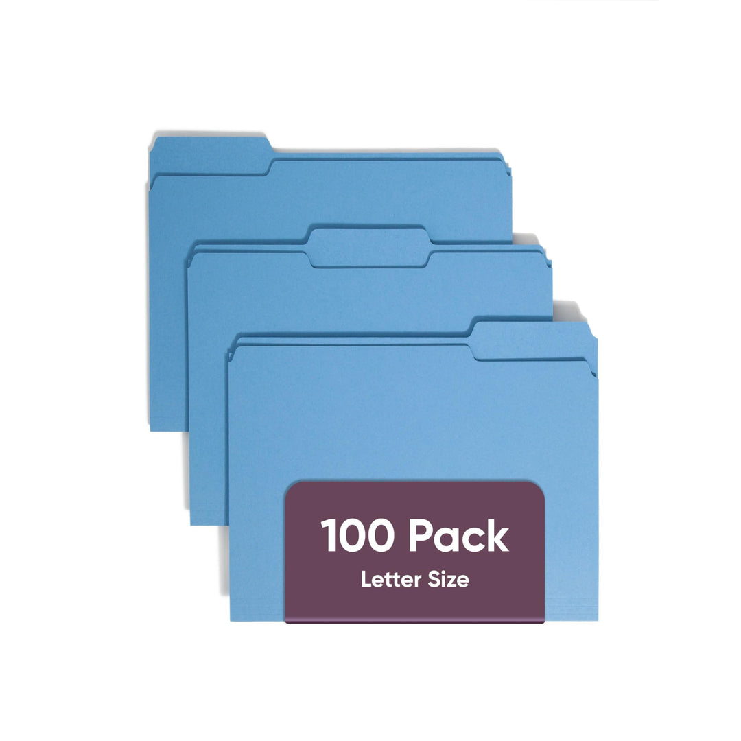 Smead Farbige Aktenordner, 1/3-Schnitt, Briefgrösse, Blau, 100 Stück pro Box (12043), blau
