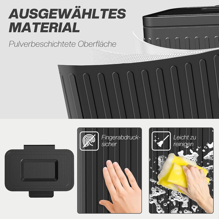 HOMCOM Mülleimer Küche 2 x 20 Liter Treteimer mit Abfallsortiersystem, Soft-Close-Deckel, Offenhalte