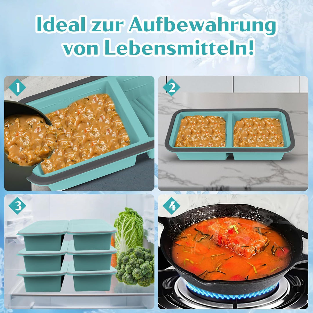 Gefrierbehälter Suppen Einfrieren Behälter Grosse Eiswürfelform 2Stk Silikon Eiswürfelform Mit Decke