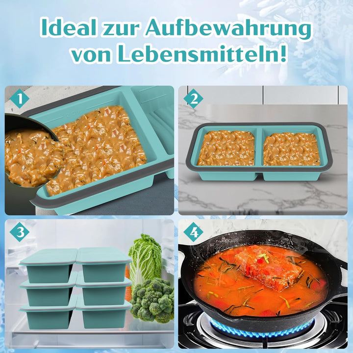 Gefrierbehälter Suppen Einfrieren Behälter Grosse Eiswürfelform 2Stk Silikon Eiswürfelform Mit Decke