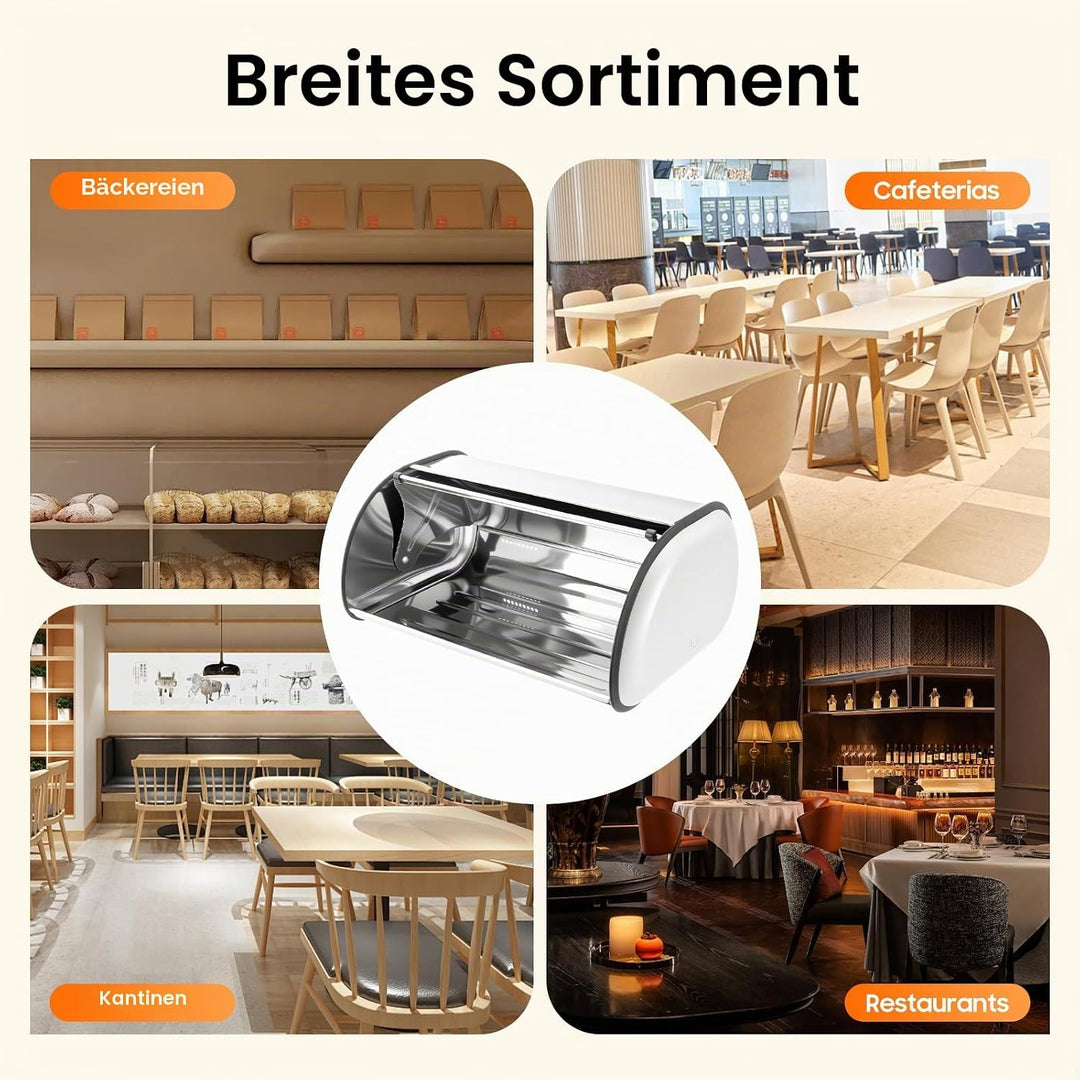 Brotkasten 410 Edelstahl Brotbox mit Rolldeckel Mückenresistente Brotaufbewahrungsbox Brotdose für B