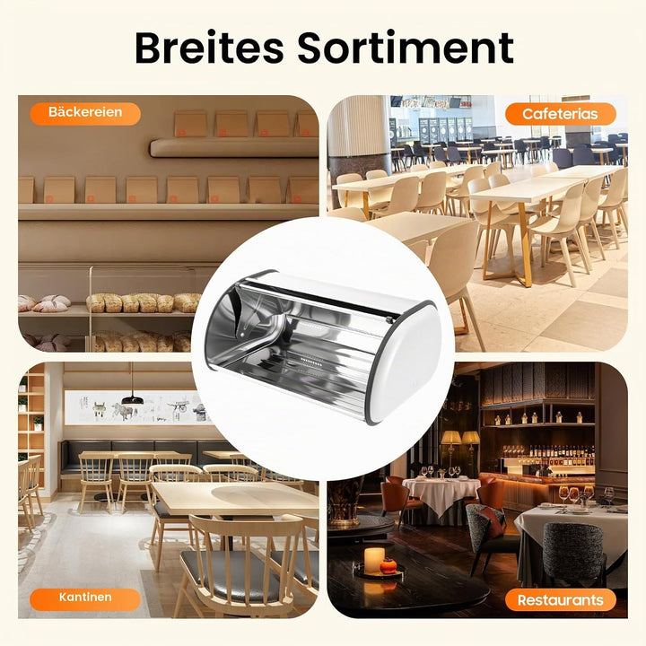 Brotkasten 410 Edelstahl Brotbox mit Rolldeckel Mückenresistente Brotaufbewahrungsbox Brotdose für B
