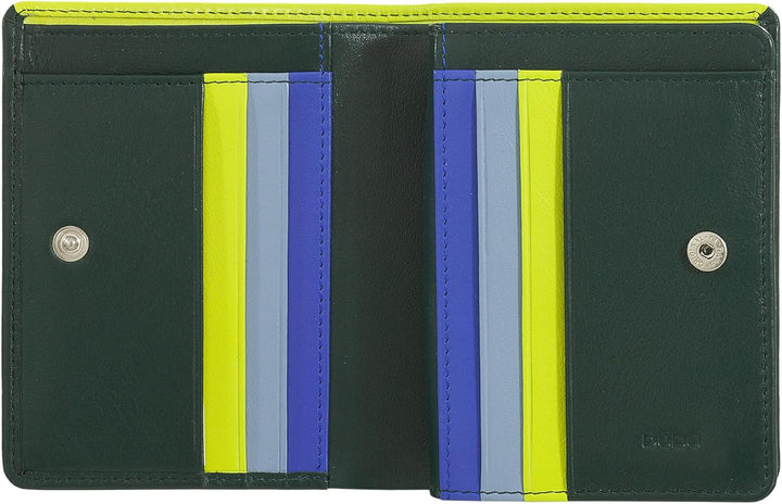 DUDU Kleine Damen-Brieftasche aus farbigem Leder mit Kartenfächern und Münzfach mit Reissverschluss