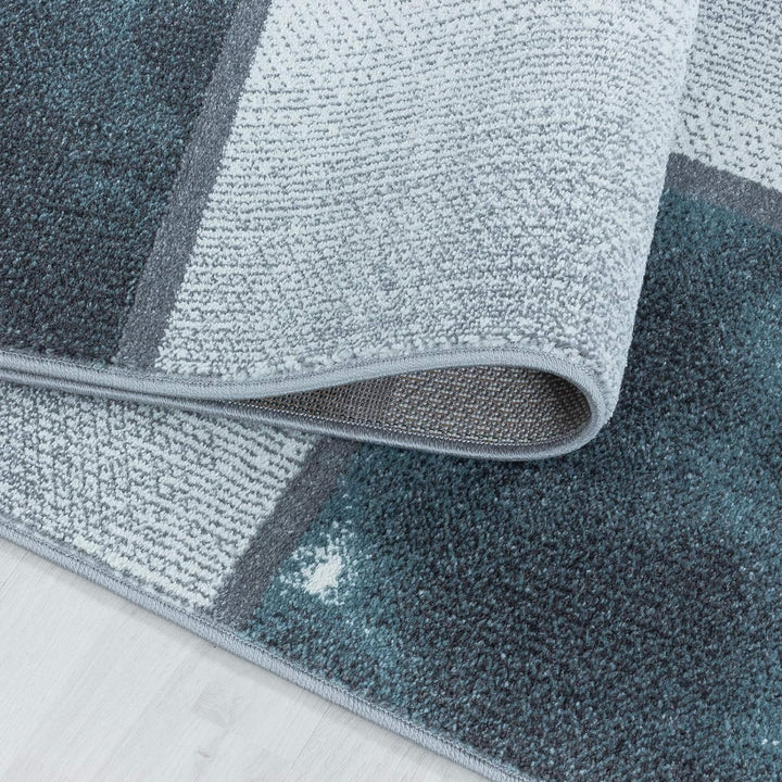 Carpetsale24 Modern Designer Teppich, Kurzflor Karo Design - Marmor Optik, Rechteckig, Blau Grau Wei