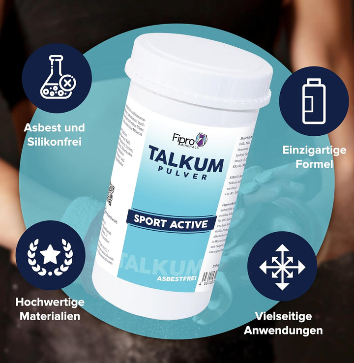 TALKUM PULVER 300 g Feines asbestfreies Sporttalkumpuder – mischbar mit Kreide – Für Sport und Freiz
