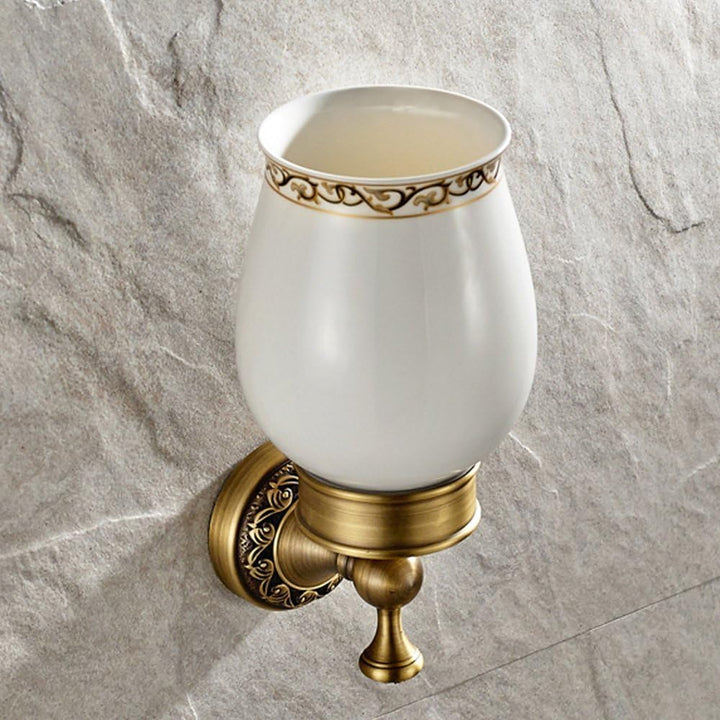 Leyden WC-Bürste und Halter aus antikem Messing, Badezimmer-Retro, Wandmontage, WC-Bürsten-Organizer