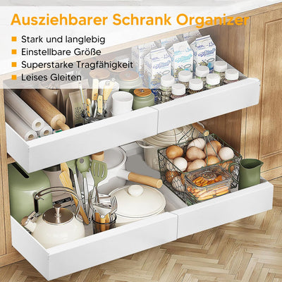 AXNSATRE Teleskopschublade, Ausziehbare Schublade Küche zum Kleben - 32-52cm Verstellbare Teleskopsc