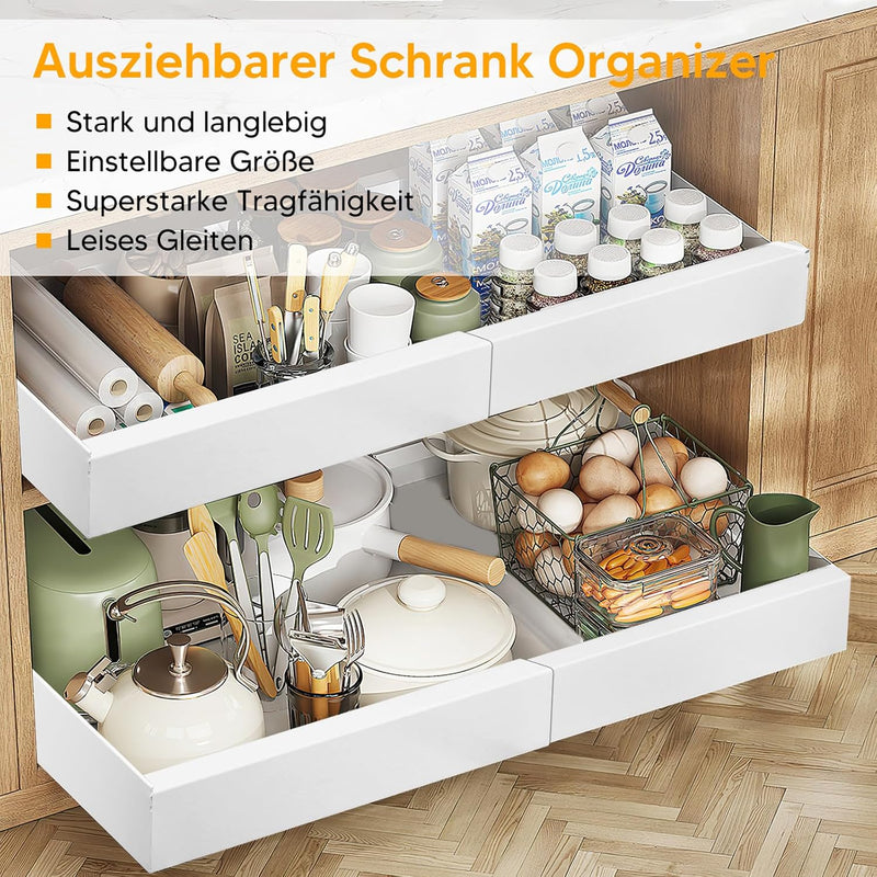 AXNSATRE Teleskopschublade, Ausziehbare Schublade Küche zum Kleben - 32-52cm Verstellbare Teleskopsc