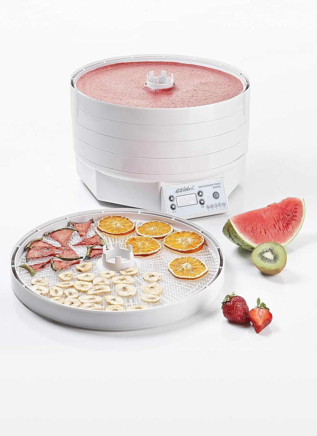 EZIDRI Snackmaker FD500 Digital - Dörrautomat mit grosser Kapazität (5 Siebe erweiterbar auf 15), gl