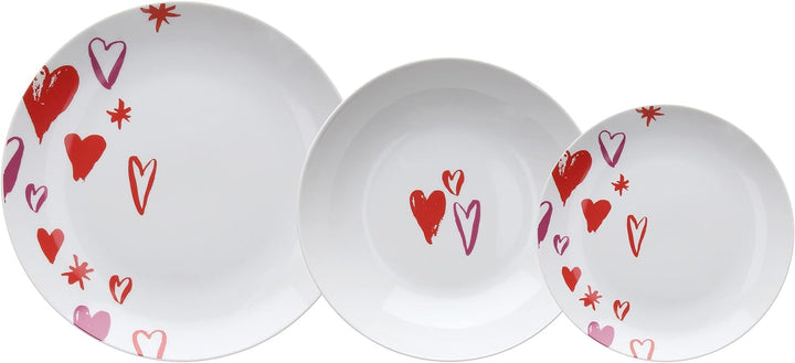 Tognana, Madison Tafelservice für 6 Personen, 18-teilig, Porzellan weiss und rot