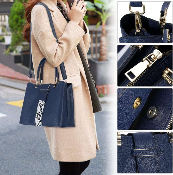 HAWEE Elegante Damen Handtasche Mittelgrosse Crossbody Henkeltasche PU Leder Shopper Umhängetasche F