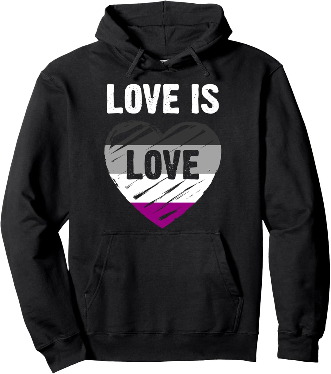 Asexuelle Flagge, Herz, Love is Love Pullover Hoodie
