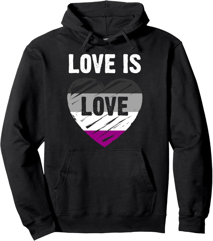 Asexuelle Flagge, Herz, Love is Love Pullover Hoodie