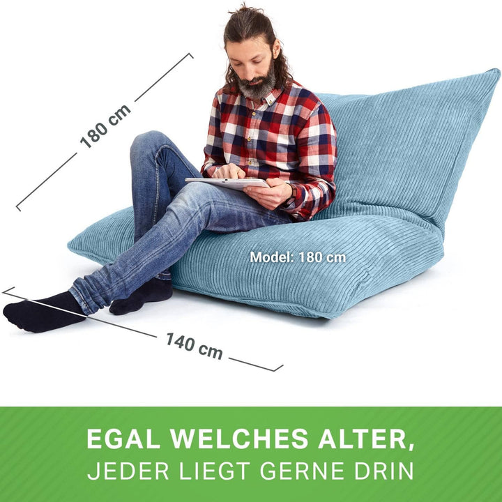 Green Bean XXL Sitzsack aus Cordstoff 370 Liter EPS-Perlen Füllung - Kuschelig Weich Robust & Waschb