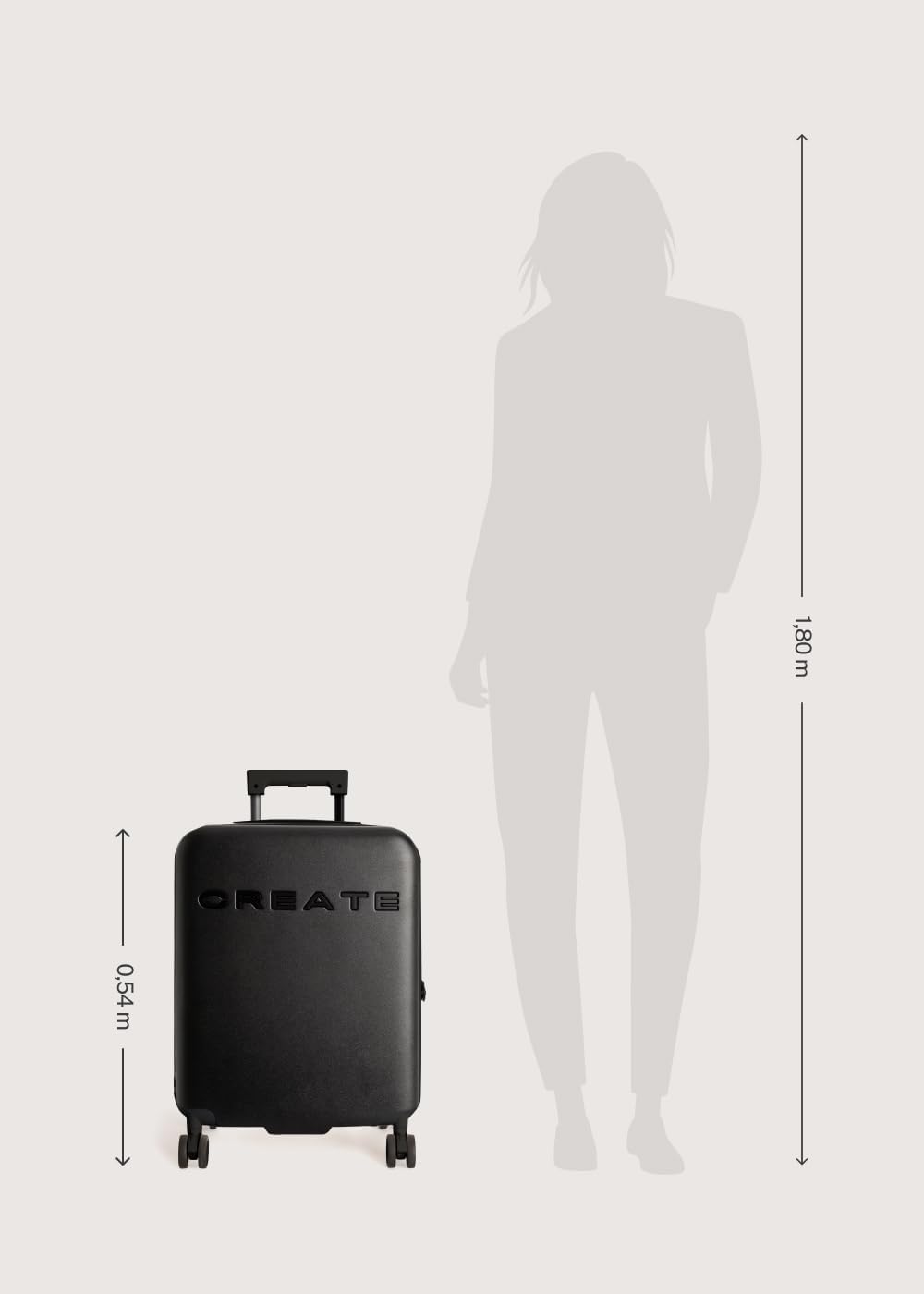 CREATE / Luggage Studio/Faltbarer Polykarbonat-Hartschalenkoffer Schwarz / 39x23x54cm / TSA-Vorhänge