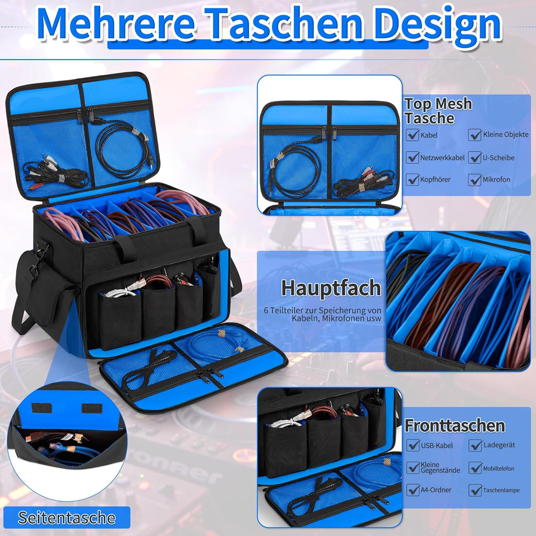 DJ Tasche, 1680D Nylon DJ Gigbag mit Abnehmbaren Trennwänden und Boden, DJ Kabel Organizer Tasche fü