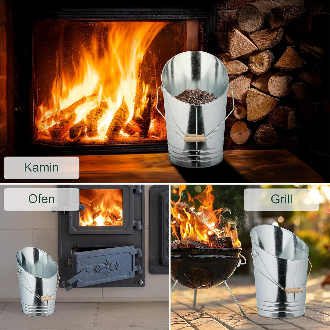 Relaxdays Kohleneimer, Schaufel, 10 Liter, Kohle, Pellets, Briketts, Kaminzubehör, Ascheeimer mit He