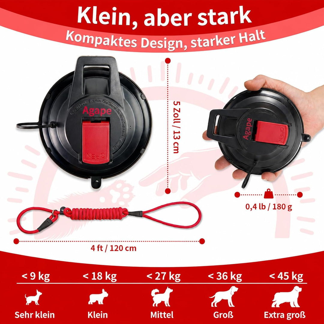 Agape Starker Badesaugnapf für Hunde &amp; Katzen mit Fixierleine | Wiederverwendbarer Badehalter für Hu