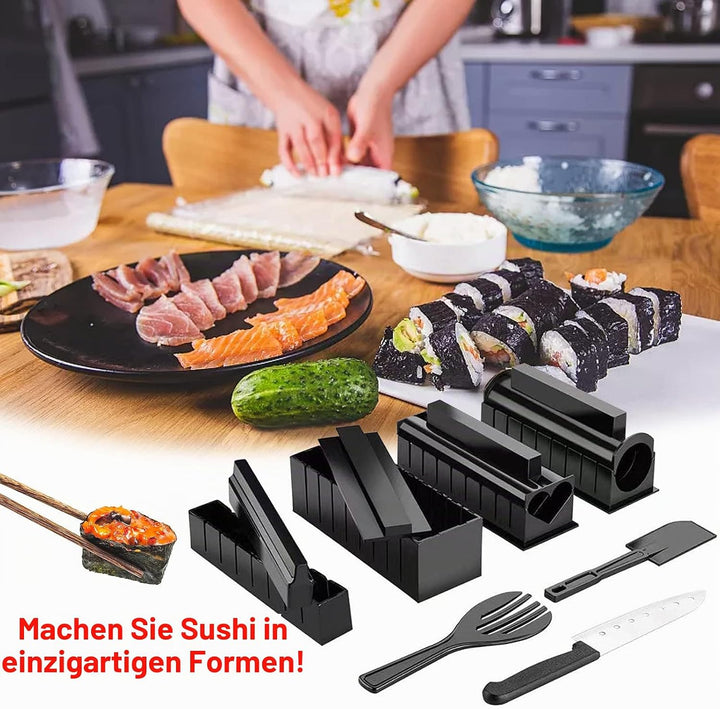 Sushi Maker Kit,11pcs DIY Sushi Set Sushi Rollen Maker Komplett DIY Sushi Maker Kit mit 8 Formen,Rei