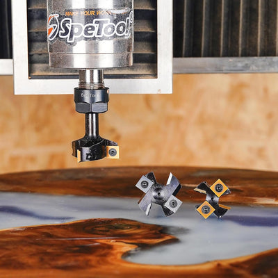 SpeTool Planfräser 8mm Schaft 38.1mmDurchmesser Planfräser für Oberfräse Hobelfräser für holz mit We