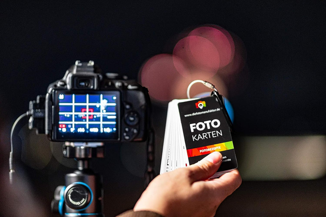 Fotokarten Fotorezepte | 20 Fotografie-Spickzettel mit Kameraeinstellungen & Tipps | CheatCards für