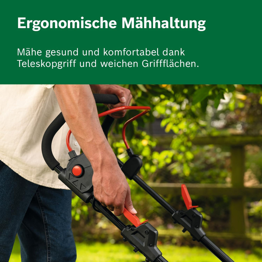 Bosch Akku-Rasenmäher ROTAK18V2-43 (Schnittbreite: 43 cm, Schnitthöhe: 30-75 mm, 40 l Stoff-Grasfang