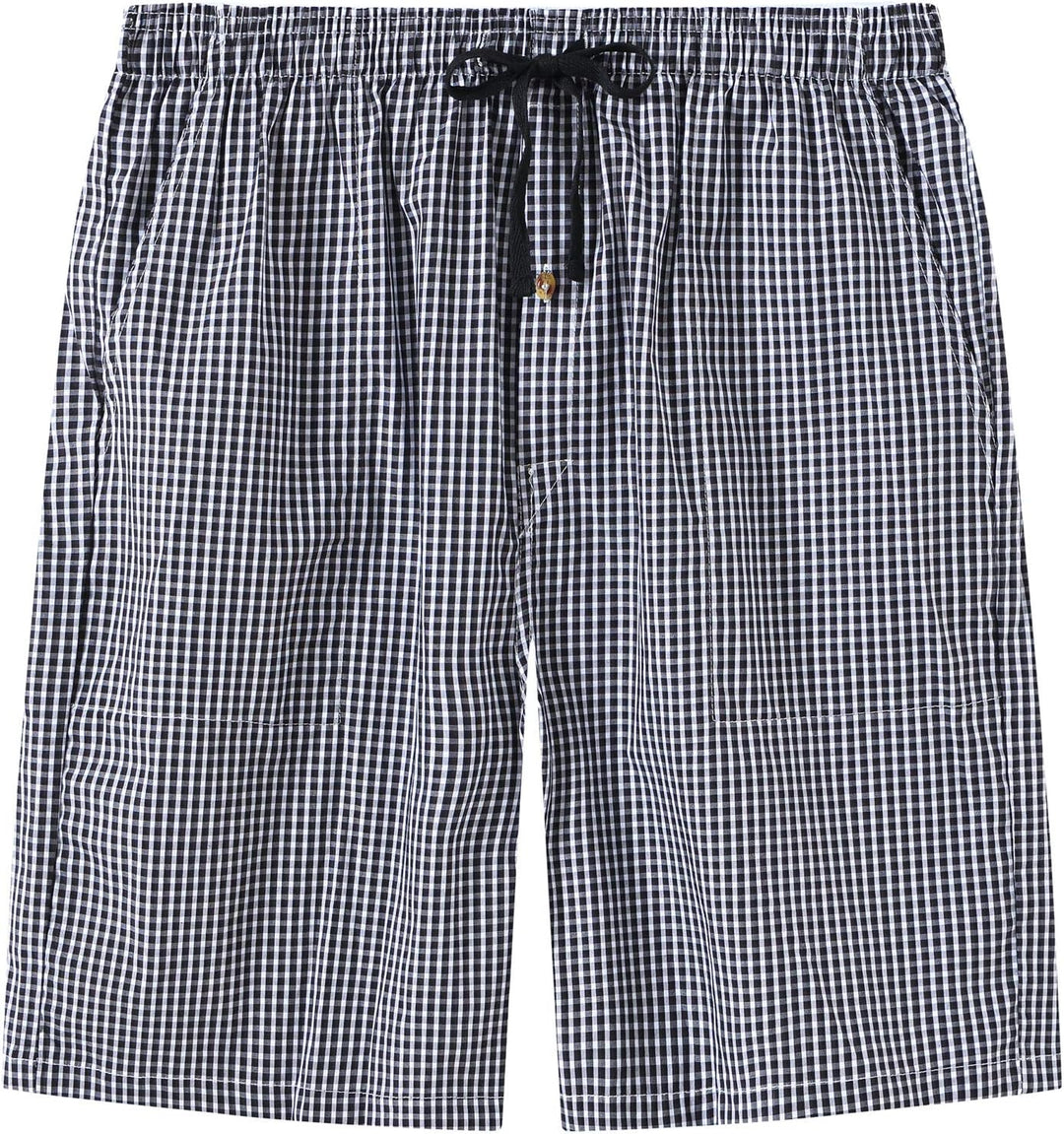 MoFiz Herren Kurze Pyjamahose Baumwolle Schlafshorts Karierte Schlafanzughose Freizeithose Karo Loun