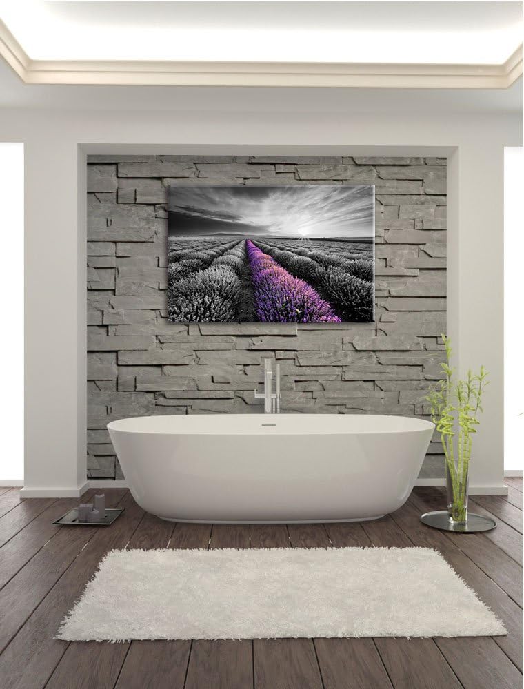Lavendelfeld in der Provence schwarz/weiss Format: 100x70 auf Leinwand, XXL riesige Bilder fertig ge