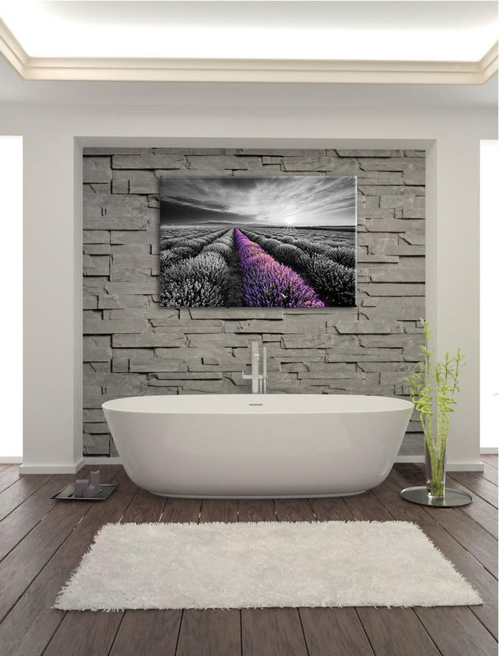 Lavendelfeld in der Provence schwarz/weiss Format: 100x70 auf Leinwand, XXL riesige Bilder fertig ge