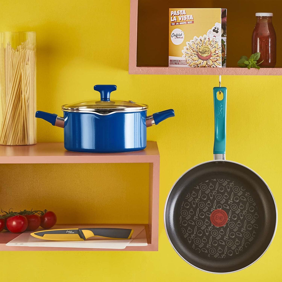 Tefal G804S4 Chefclub Pasta La Vista Kochgeschirr-Set | Titanium Antihaftversiegelung | Thermo-Signa