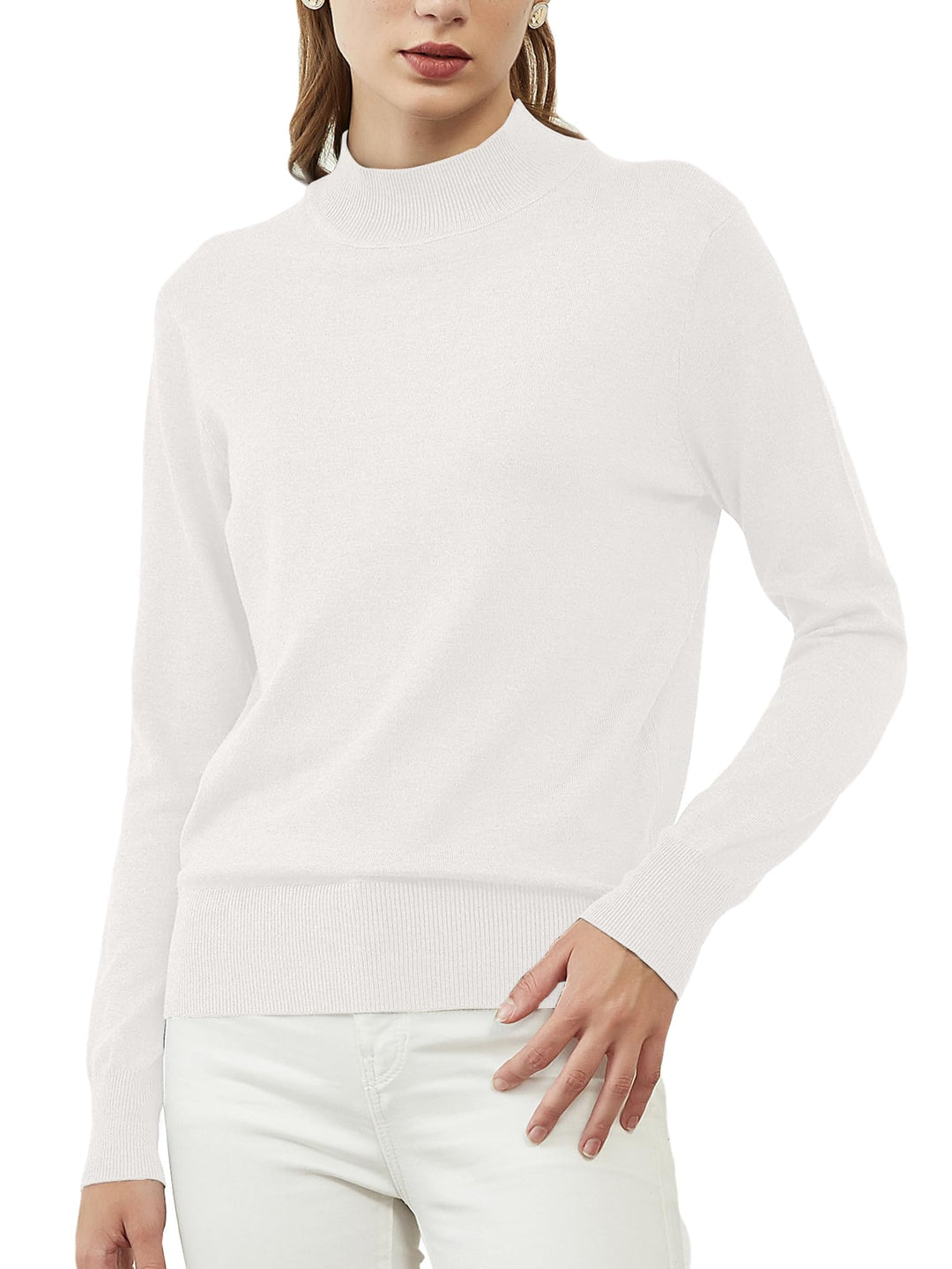 Women’s Turtleneck Sweater Knitted Jumper Autumn Loose Sweatshirt Casual Classic Elegant Knitted Jum