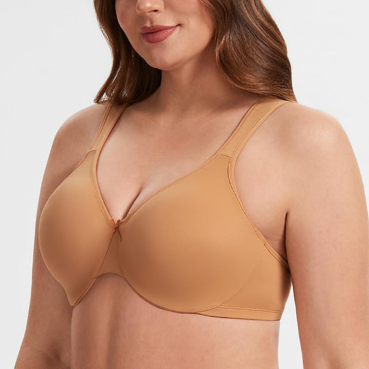 MELENECA Damen Minimizer-BH für grosse Brüste mit Bügel, Grosse Grössen, Vollabdeckung 70C Taupe, 70