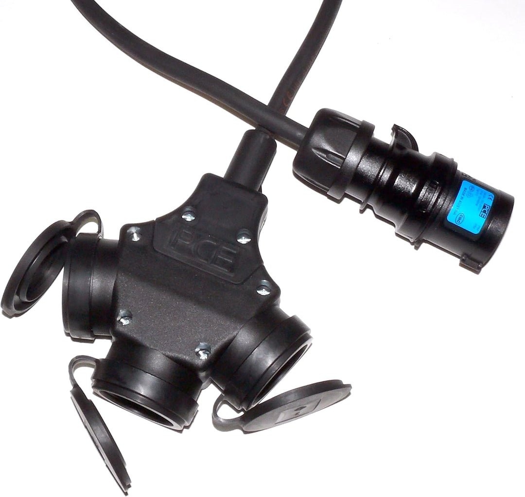 CEE-Stecker auf Schuko-Verteilung 3-Fach (1,5m-50m) 16A Verlängerungskabel Titanex H07RN-F 3x2,5mm²