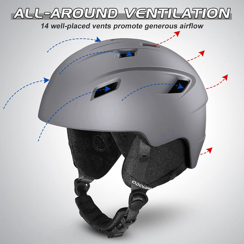 Odoland Skihelm und Skibrille Set Snowboardhelm mit Snowboardbrille für Damen und Herren Ski Goggles