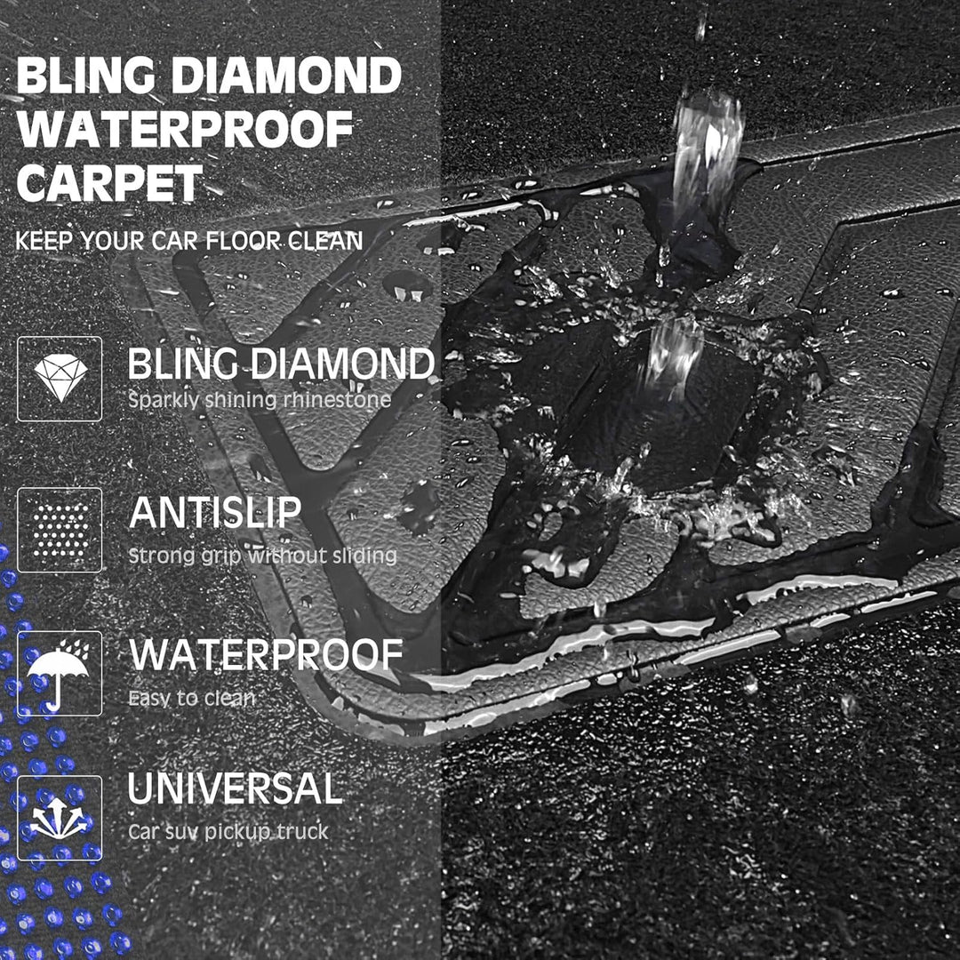 CAR PASS Bling Diamant Auto Fu?matten, Gl?nzend Glitzernder Kristall, Universal Fussmatten Auto mit