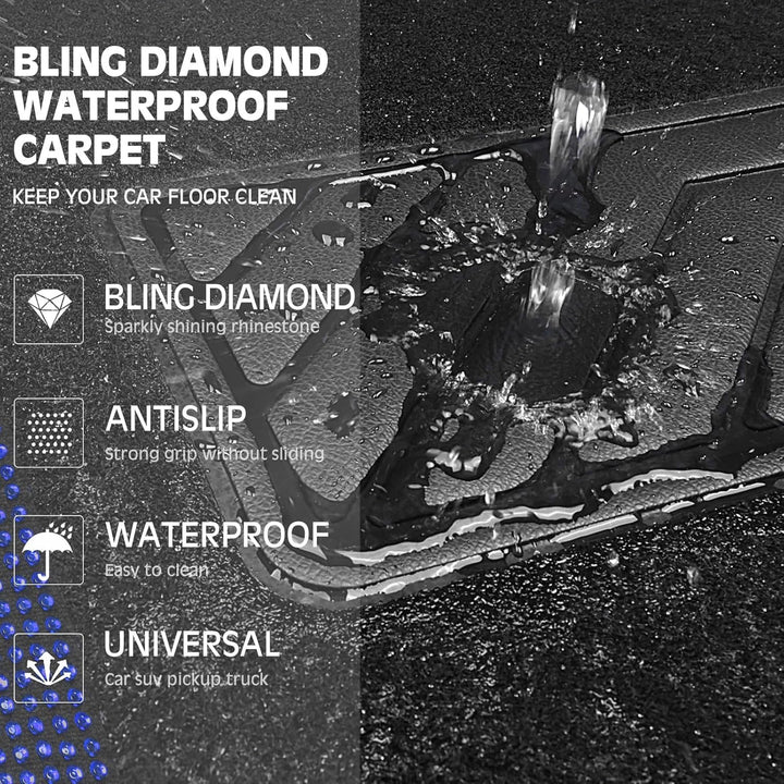 CAR PASS Bling Diamant Auto Fu?matten, Gl?nzend Glitzernder Kristall, Universal Fussmatten Auto mit