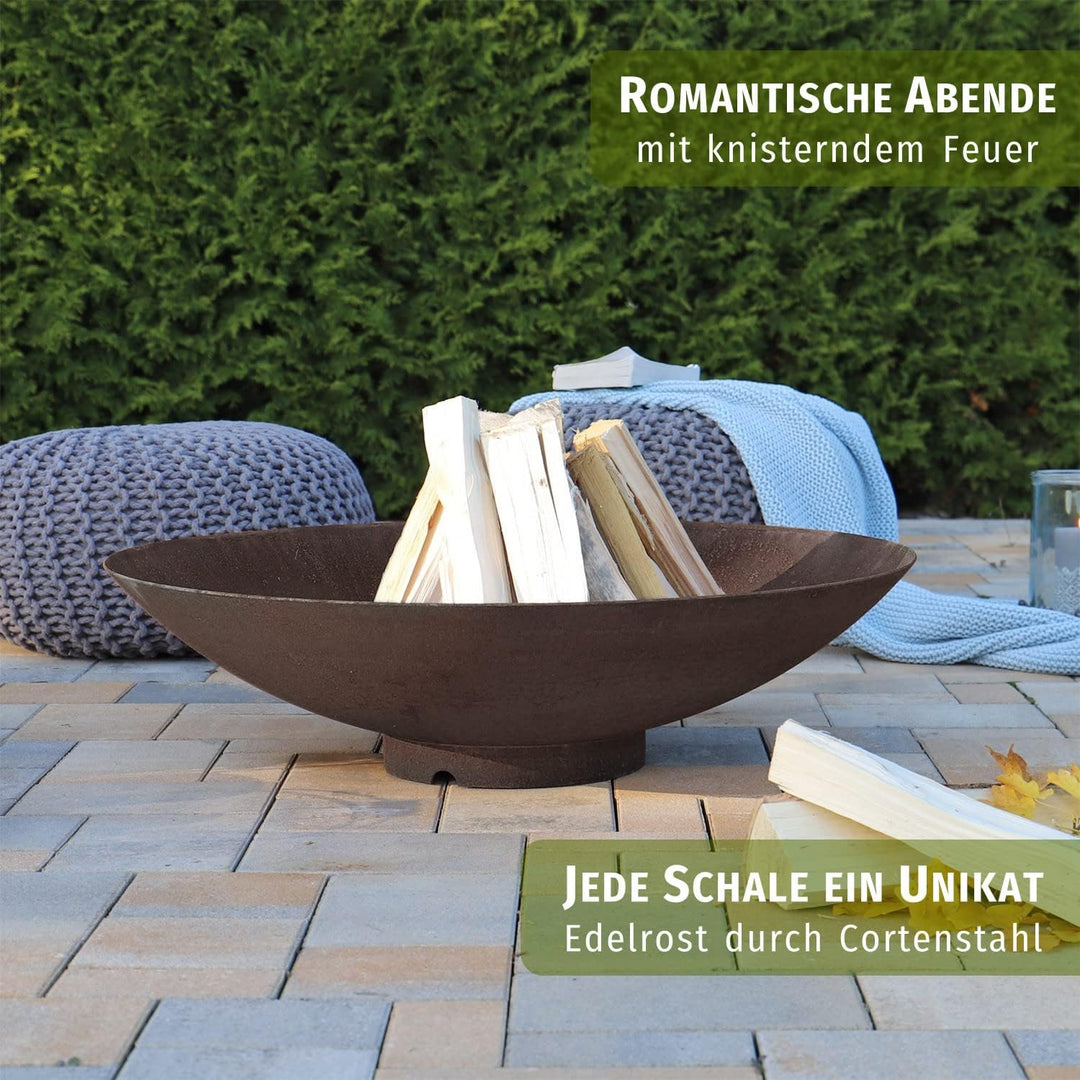 CLGarden Design Feuerschale rund 80 cm aus 2,5 mm Cortenstahl Garten Feuerstelle 80cm extra robust Ø