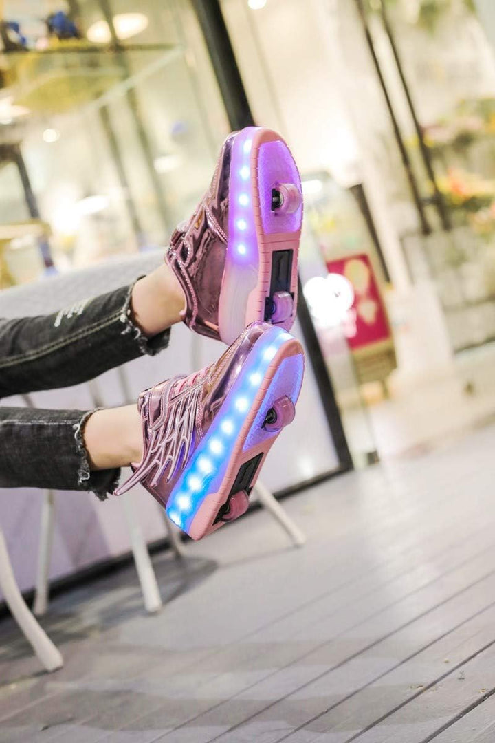 Kinderroller mit LED Licht | Automatisch Einziehbar & Abnehmbare Vorderreifen | Outdoor-Spiel-Schuhe
