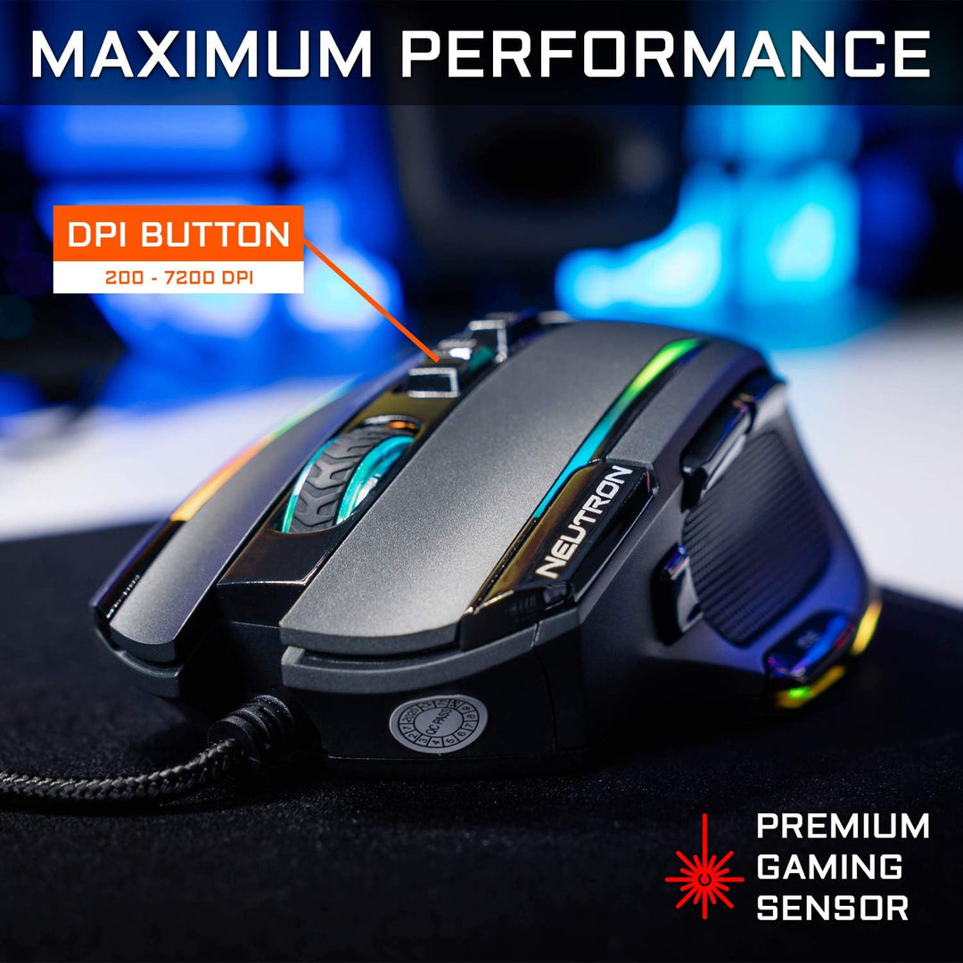 THE G-LAB Kult Nitrogen Neutron Hochpräzise kabelgebundene Gaming-Maus - Optischer Sensor mit 7200 D