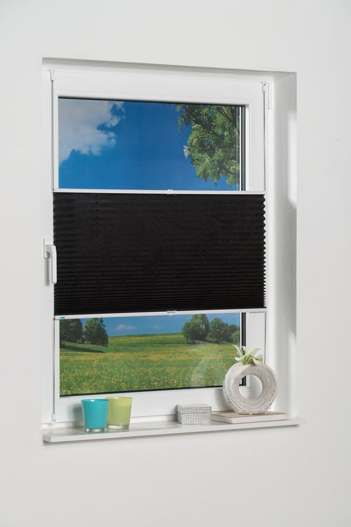 K-home Klemmfix-Plissee 110 x 130 cm (B x L) Anthrazit Lichtschutz +++ Moderne Crushed Optik +++ 110