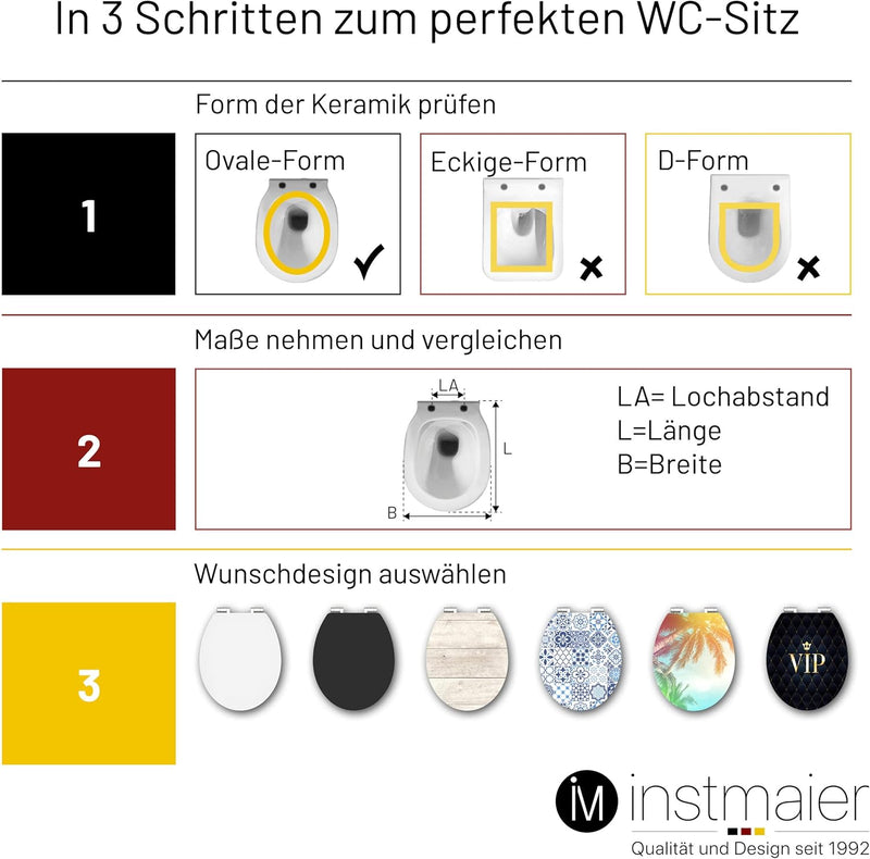 instmaier WC Sitz schwarz matt | Toilettensitz mit Absenkautomatik | Klodeckel aus MDF-Holz | geprüf